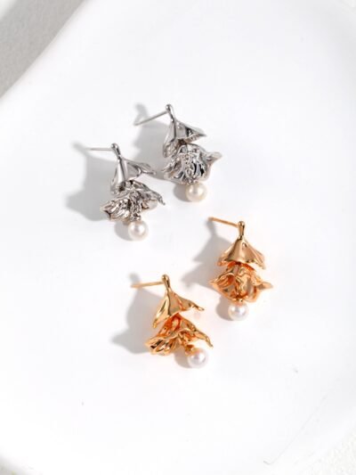 Waltzing Elegance – Sterling Silver Pearl Earrings