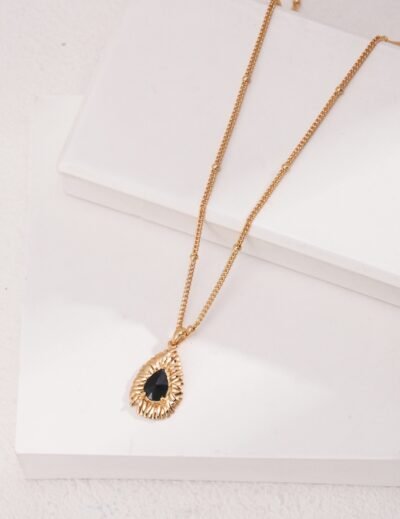 Black Zircon Necklace - Celestial Noir