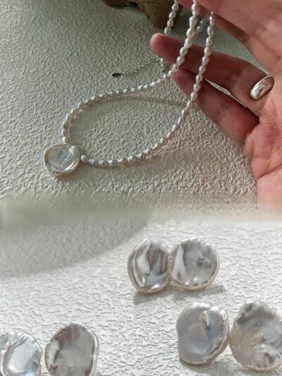 🌸 Petal Glow Baroque Jewelry Set - Necklace and Earrings