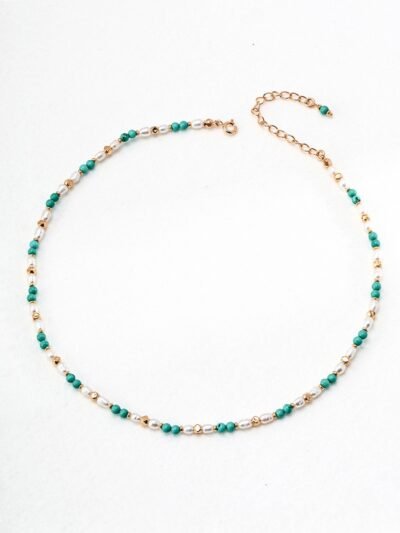 Azure Harmony – Turquoise and Freshwater Pearl Necklace