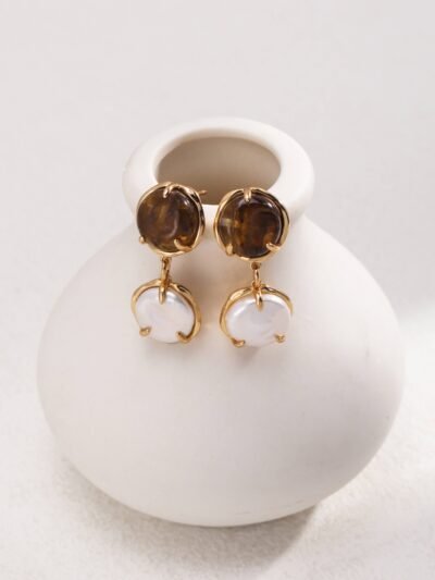 Mocha Serenade ☕🎶 — The Sterling Silver & Pearl Earrings