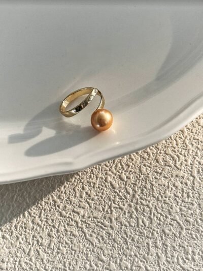 🌟 Starlit Mirage – Double-Layer Gold Pearl Ring