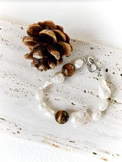 Amber Majesty – Amber Baroque Pearl Bracelet🌅