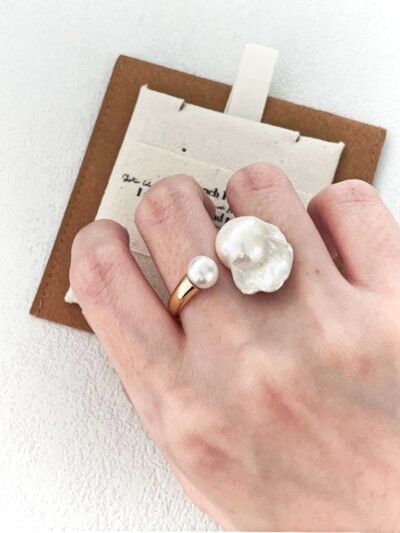 Ethereal Glow - Open Baroque Pearl Ring