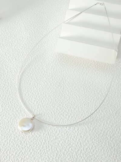 Celestial Stream – Silver Fishbone Baroque Pearl Necklace🌌