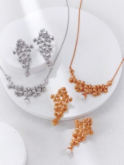 Aveline Flourish Poetry Pearl Earrings and Necklace Set