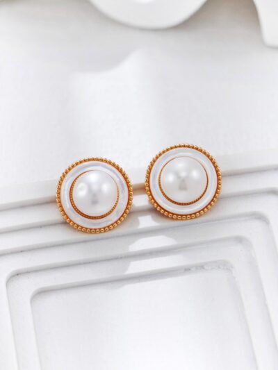 Vintage Gold Mother-of-Pearl & Pearl Earrings