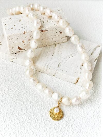 Baroque and Freshwater Pearl Necklace | 18K Gold Accents