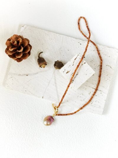 Garnet Glow – Petite Baroque Pearl Necklace