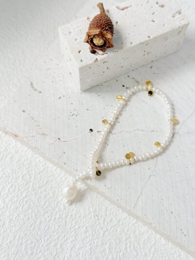 Freshwater Pearl & 18K Sunlit Coins Bracelet